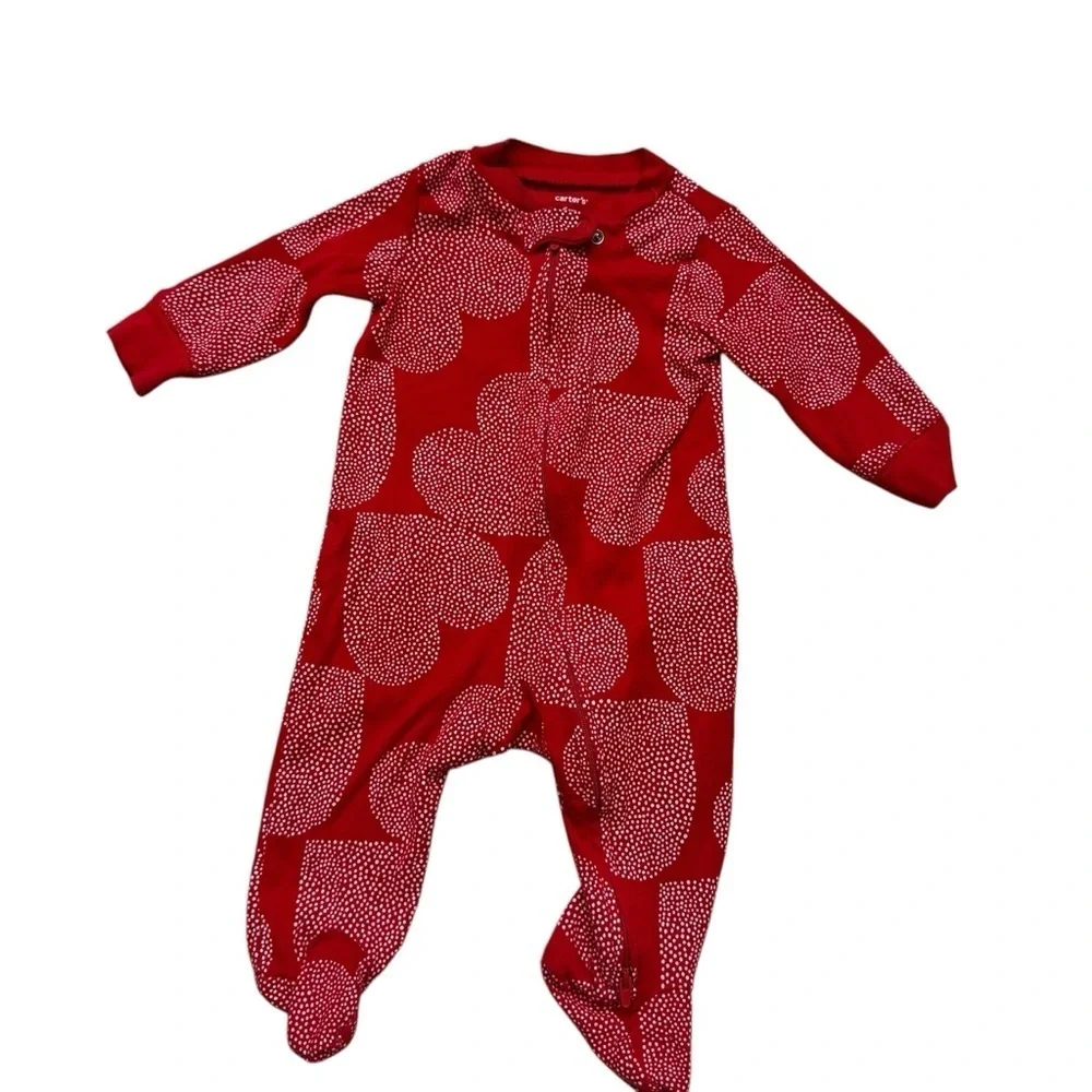 Carter’s Red White Heart Pajama Sleeper 2-way zip Baby Boy Girl 6M